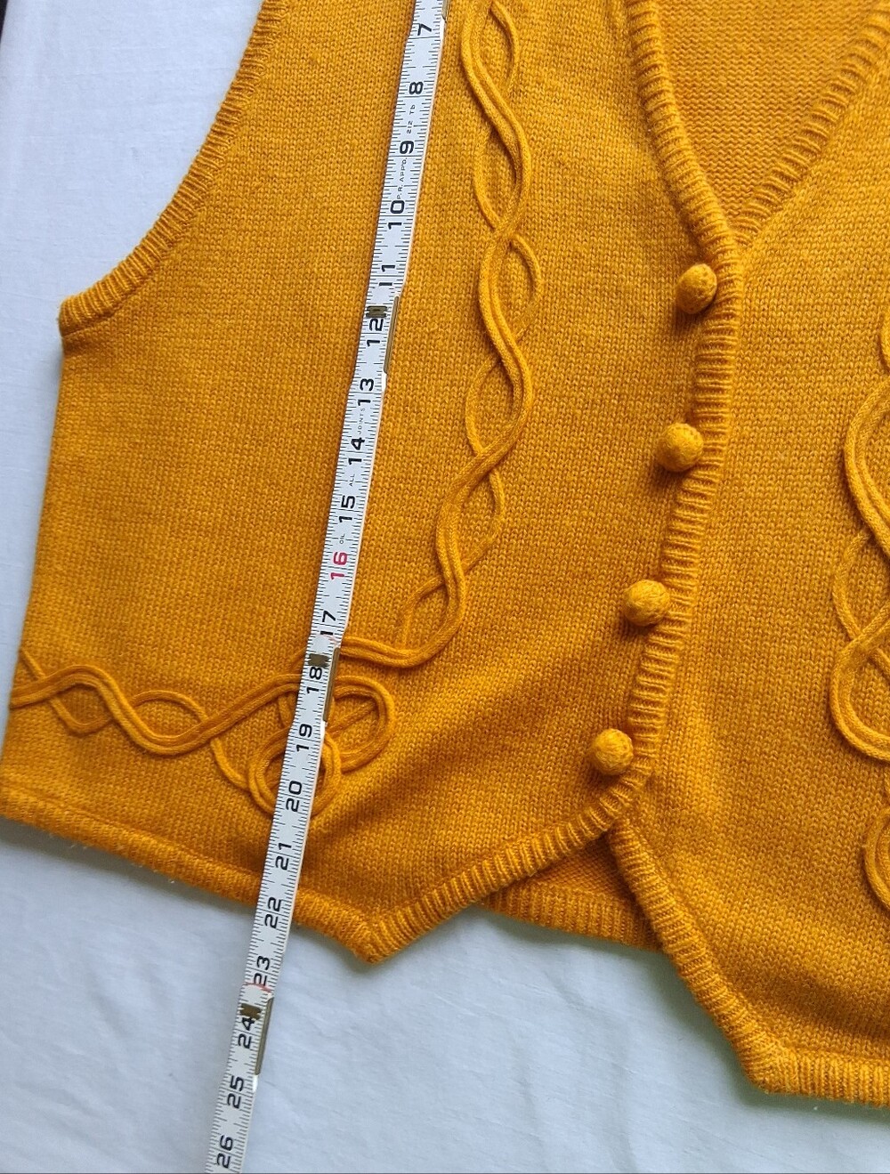 Vintage Sweater Vest Knit Yellow retro women’s size 12 - Picture 3 of 14